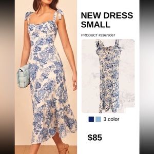 Reformation Blue and White Floral Dress